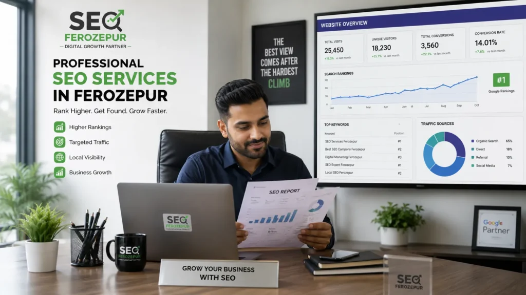 SEO services in Ferozepur help businesses improve their visibility on Google, attract local customers, and generate more leads. A professional SEO strategy includes keyword research, on-page optimization, technical improvements, local SEO, content creation, and link building to increase organic traffic and business growth.